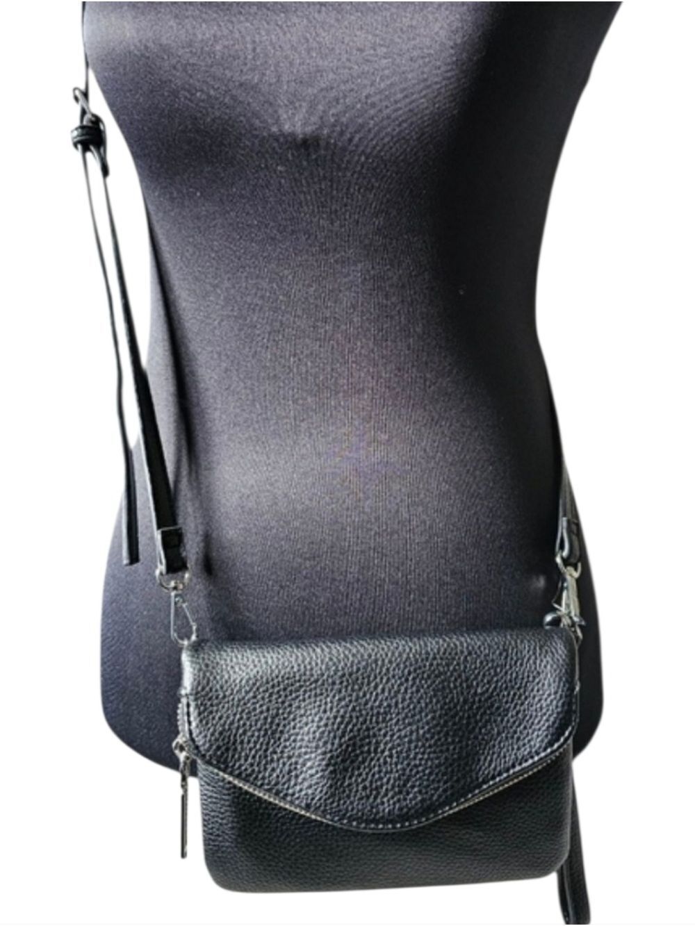 ENZO Angiolini Black Pebbled Leather Crossbody Bag NWOT